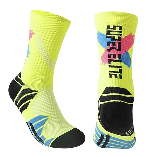 Sportsocken laufsocken 1 Paar Farbblock Herren Socken Rutschfest Atmungsaktiv Schweißableitend Komfortabel Fitnesstraining Fussball Laufen Joggen Radsport Sport Farbblock Modisch Polyester Wei Image