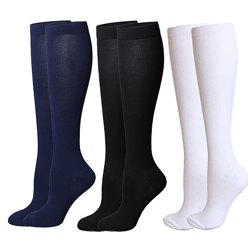 Yoga Socken 3 Paare Herren Damen Kompressionssocken Rutschfest Atmungsaktiv Schweißableitend Komfortabel Fitnesstraining Basketball Fussball Laufen Joggen Sport Einfarbig Modisch Polyester Schwarz Image