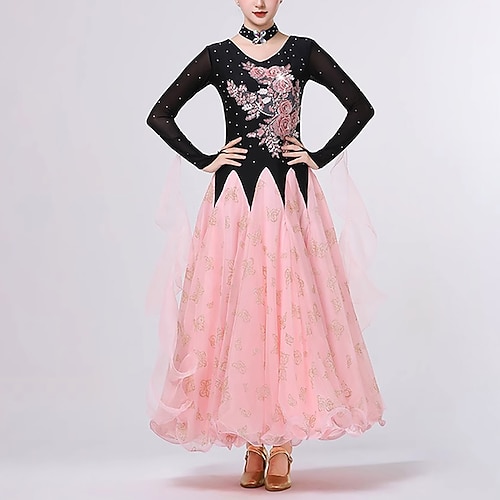 Ballsaal-Wettkampfkleider für Frauen, Performance, langärmeliges modernes Kleid, Party, Walzer-Tanzkostüme Image