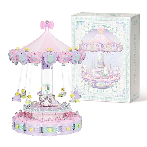 Drehendes Karussell DIY Baustein für Mädchen und Jungen 6 - 12 Jahre alt 1680 Teile STEM Konstruktionsspielzeug Weihnachts- und Valentinstag Geschenke für Erwachsene und Kinder von 8 9 10 11 12 Image