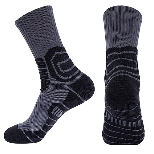Sportsocken laufsocken 1 Paar Farbblock Herren Socken Rutschfest Atmungsaktiv Schweißableitend Komfortabel Fitnesstraining Basketball Fussball Laufen Joggen Sport Farbblock Modisch Polyester Image