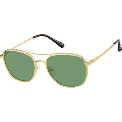 Zenni Men's Vintage Aviator Rx Sunglasses Gold Stainless Steel Full Rim Frame