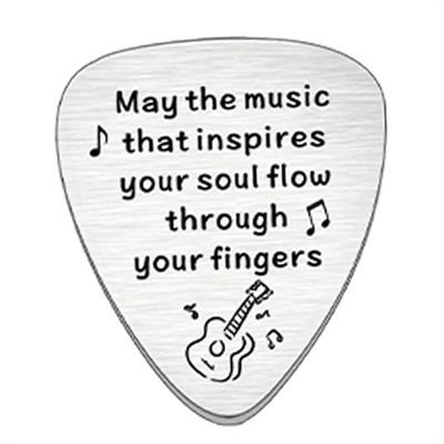 TEMU Birthday Musician Gift: May The Music Inspire Your Soul - Stainless Steel Guitar Pick