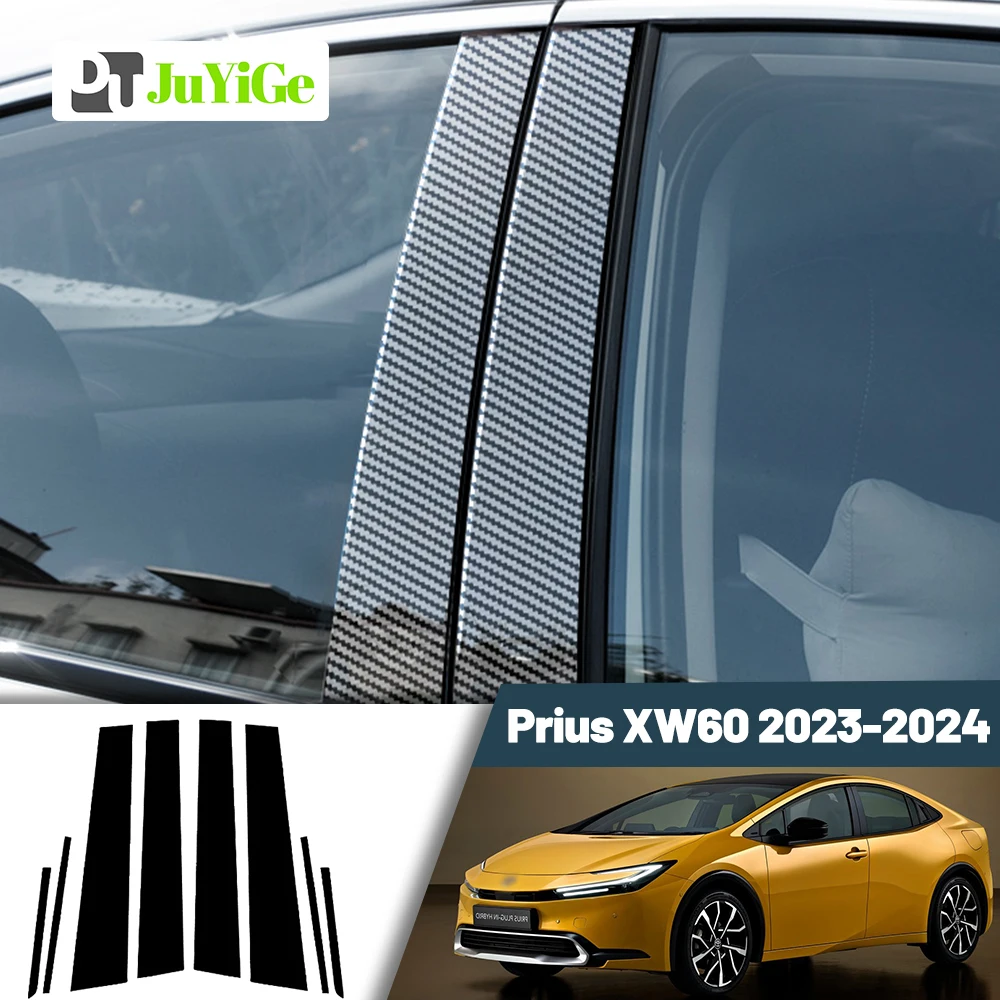 Glänzend schwarzer Carbonfaser-Fenstertür-Angebot B C Säulenpfosten-Abdeckungsaufkleber für Toyota Prius XW60 2023–2024 Image