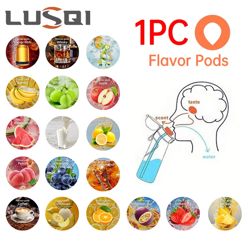 Lusqi 1pc Teardrop Aroma Pods 0 Zucker gesunde Frucht Duft trinken Wasser flasche Pods Wasser flasche Tasse Geschmack Ring Pods Image