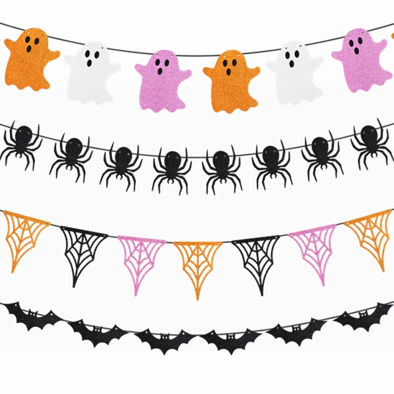 Happy Halloween Papier Banner kreative Fledermaus Spinne Geist hängende Girlande für Halloween Party Home DIY Dekorationen Kinder bevorzugen Geschenke Image