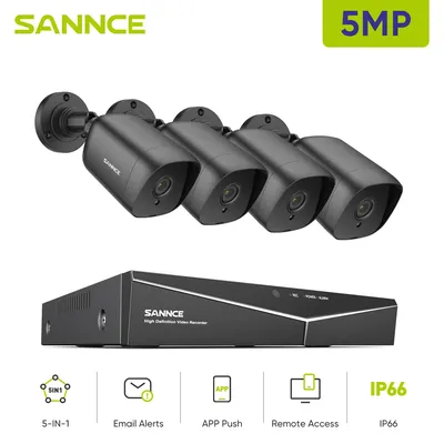 SANNCE 8CH Sicherheit CCTV System H.265 + 8CH DVR 4PCS 5MP Nachtsicht Outdoor Überwachung Wasserdichte Smart Home Kamera kits