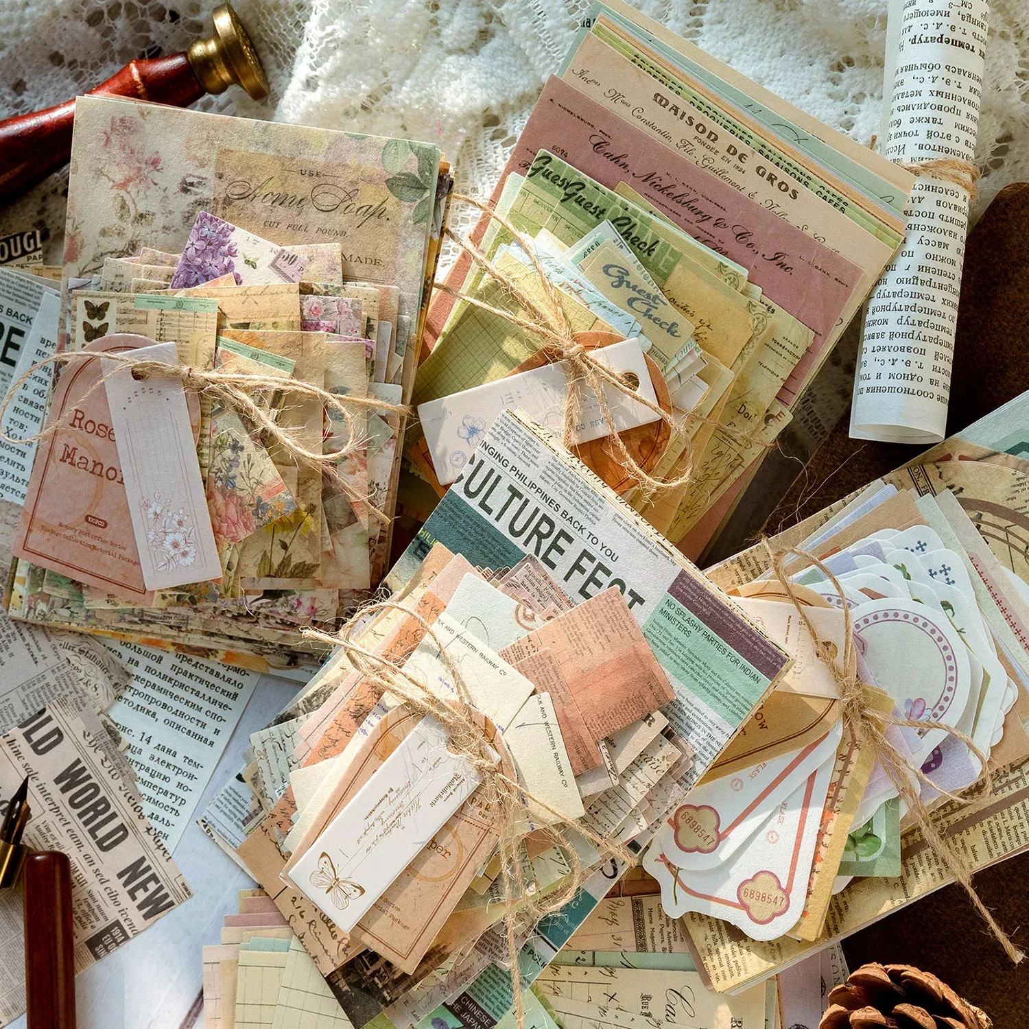 100 Stück/Packung Dekor Sammelalbum Vintage Materialien Papier Combo Kit DIY Junk Journal Collage Fotoalbum Retro Hintergrund papier Image