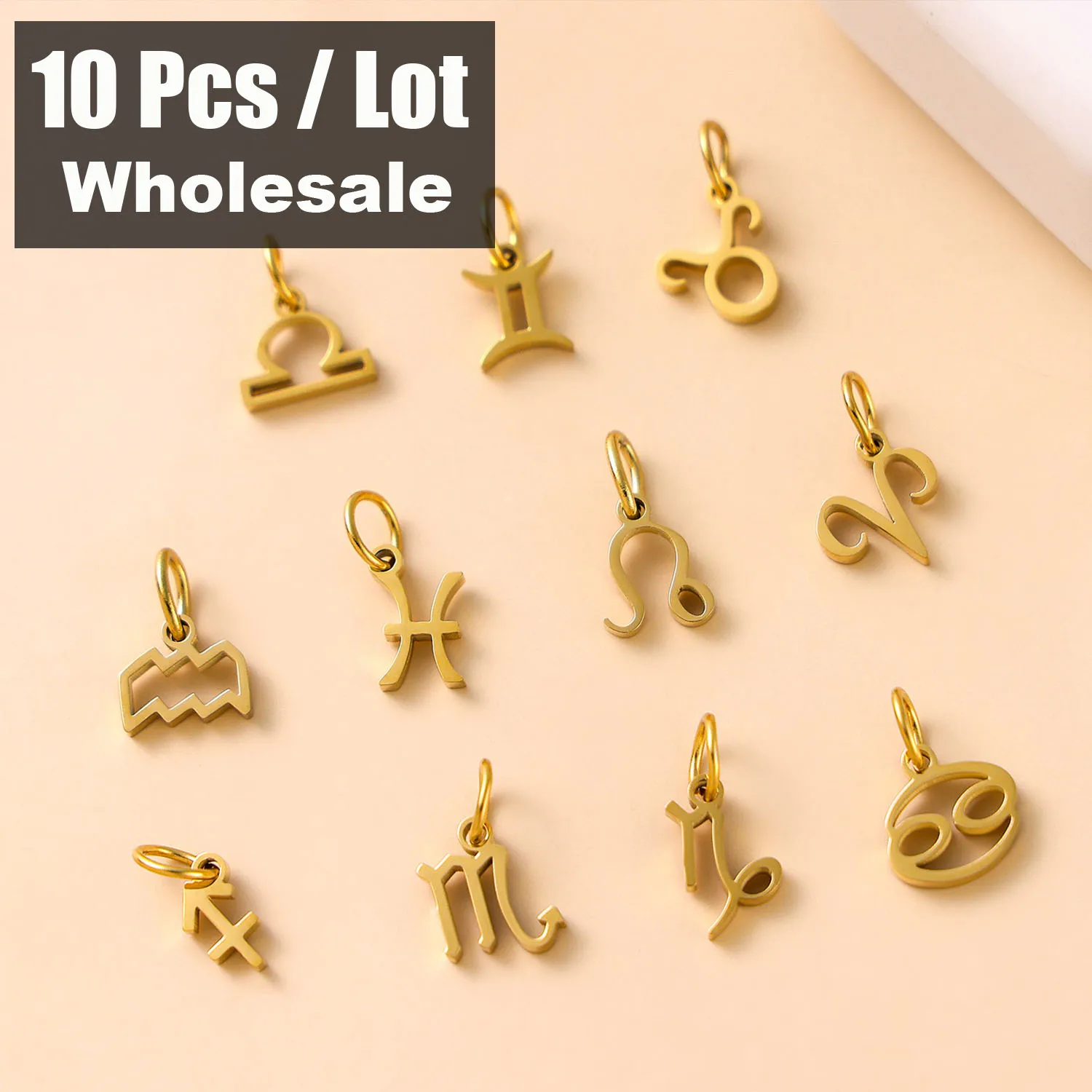 10PCS Edelstahl Stern Sternzeichen 12 Konstellation Anhänger Zubehör für Halskette Frauen Mann Schmuck Geschenke Großhandel Image