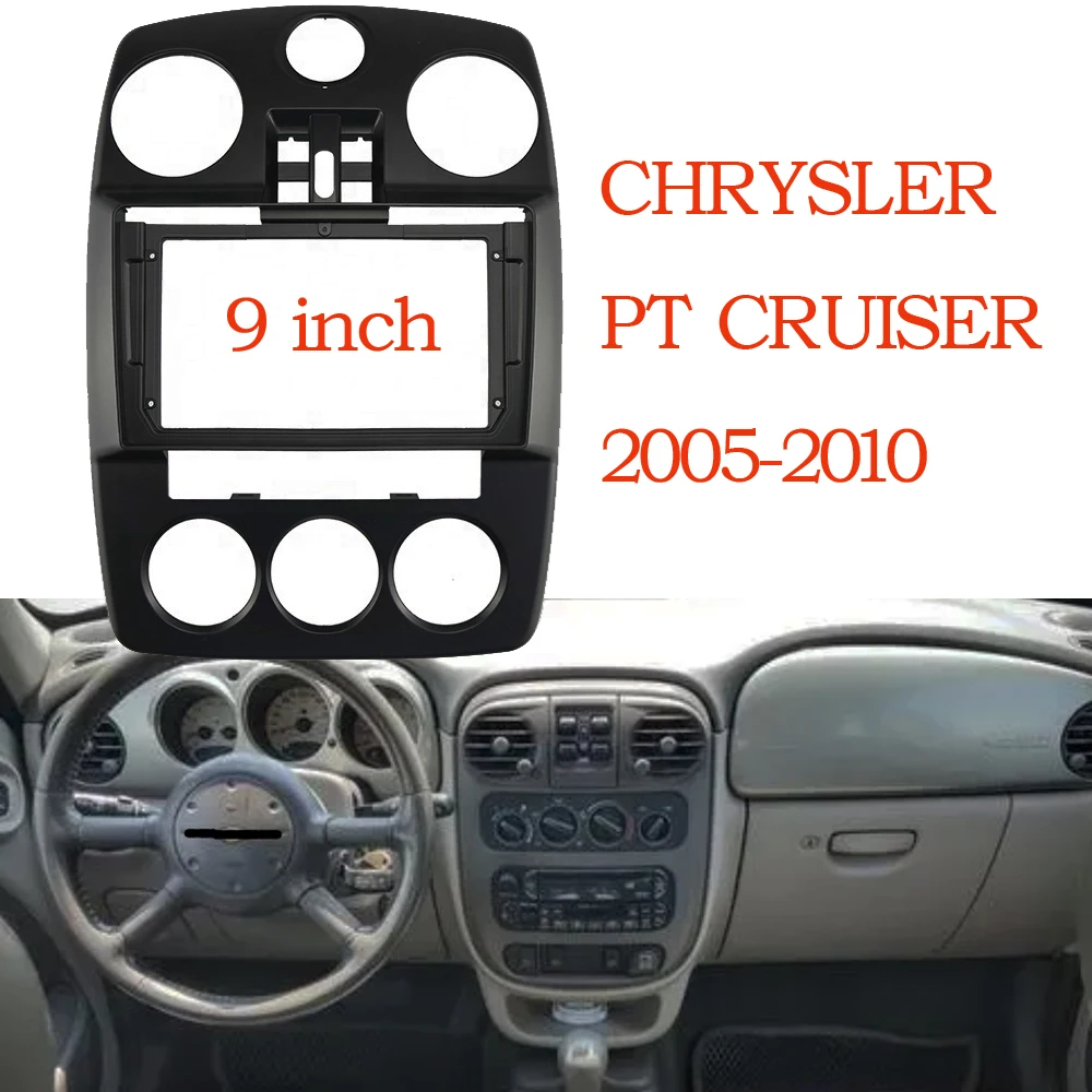 2 DIN Car Audio Fascia Rahmenadapter für Chrysler-PT-Cruiser 2005–2010 9 Zoll großer Bildschirm 2DIN Dash Fitting Panel Kit Image