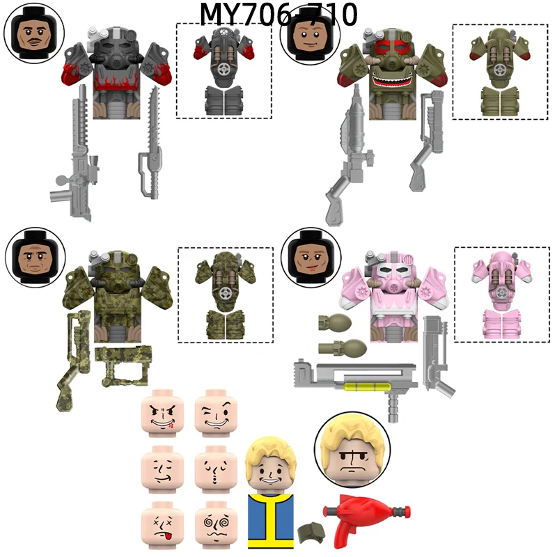 The Vault Boy T60 Power Armor Modellblöcke MOC Bricks Set Geschenke Spielzeug für Kinder MY706-710 Image
