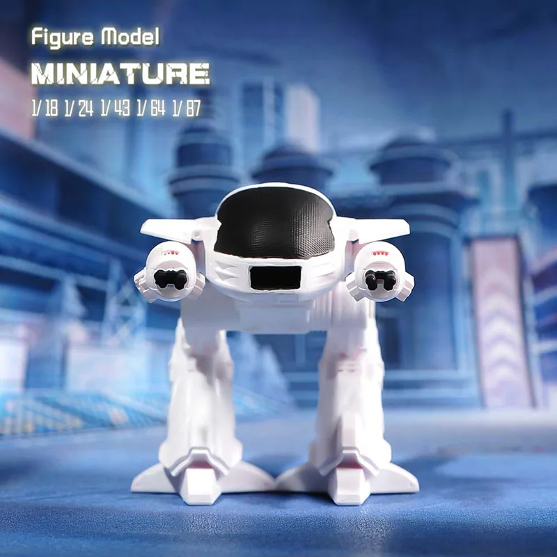 Miniaturen 1/87 1/64 1/43 1/24 1/18 RoboCop Panzer Typ Bipedal Roboter Figur Film Charakter Szene Sand Fotografie Display Modell Image