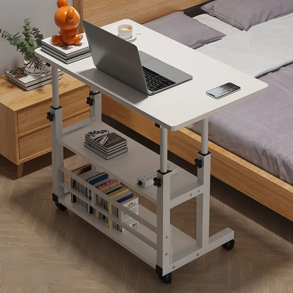 Höhen verstellbarer Computer tisch Mehr schicht iger Stauraum Schwenk rad Home Desk Mobiler Laptop Stehpult für Schlafsaal und Schlafzimmer Image