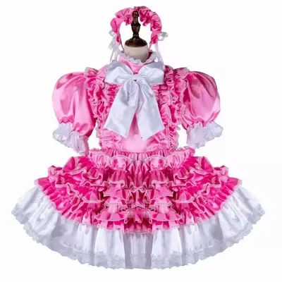 Sissy Girl rosa abschließbares Kleid Französisches Dienstmädchen Cosplay Kostüme Maßgeschneidert Image