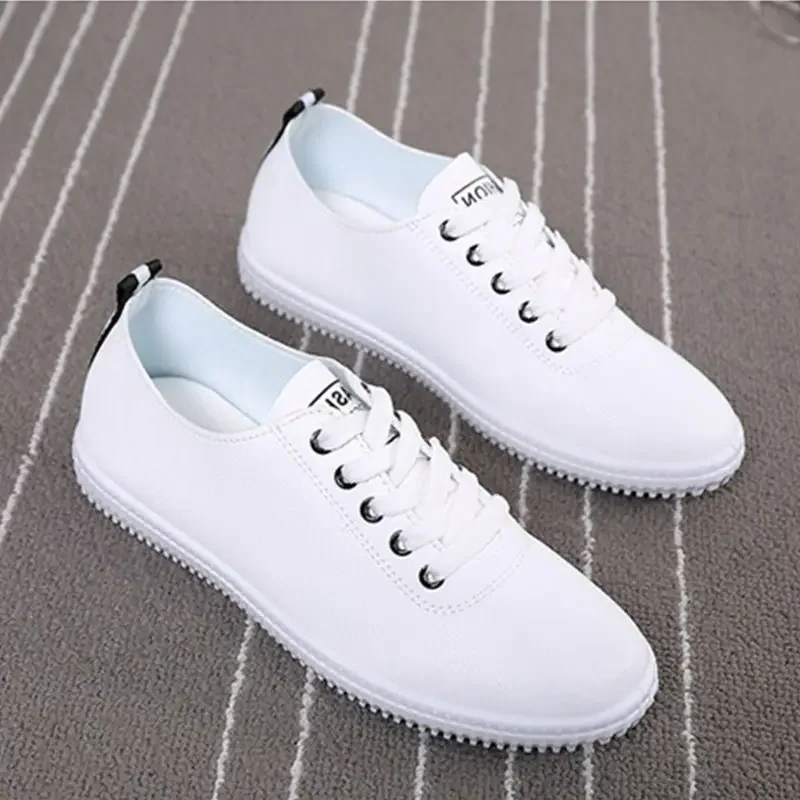 Frauen Schuhe Sommer 2024, Frühling Frauen Weiß Casual Schuhe Atmungsaktive Wohnungen Mode Atmungsaktive Frauen Turnschuhe Image