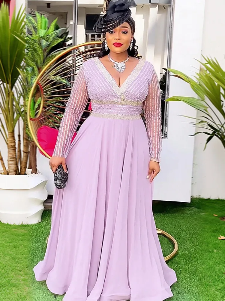 Plus Größe Elegante Afrikanische Kleider Für Frauen Muslimischen Mode Boubou Dashiki Ankara Outfit Abendkleid Abayas Kaftan Schal Robe Image