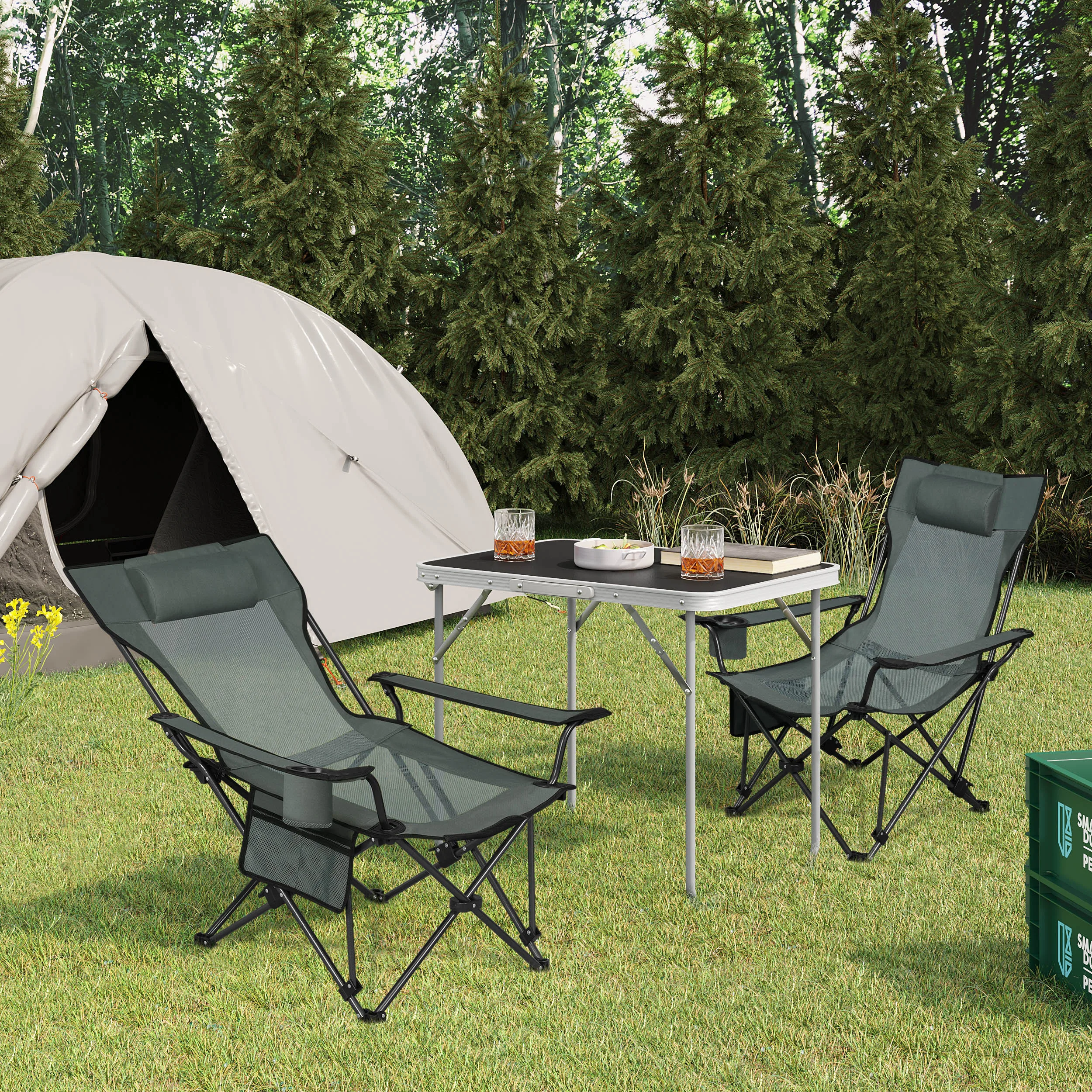 Faltbarer Campingstuhl, verstellbare Rückenlehne, zusammenklappbarer Angelstuhl, ultraleichter Liegestuhl mit Tragetasche, Getränkehalter, zum Tragen von B Image