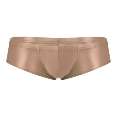 Bademode Herren Einfarbig Bikini Unterwäsche Low Rise Briefs Elastischer Bund Unterhose Öl Glänzende Image
