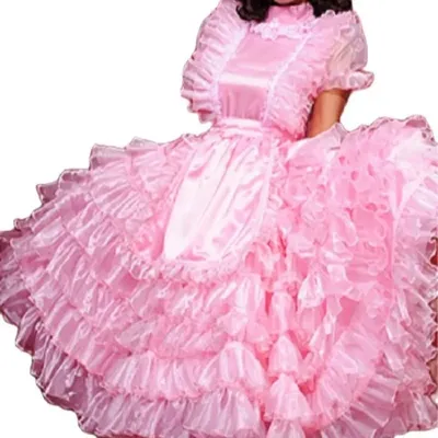 Sexy Halloween-Kostüm für Damen, abschließbar, Sissy-Satin, langes Spitzenkleid, Image