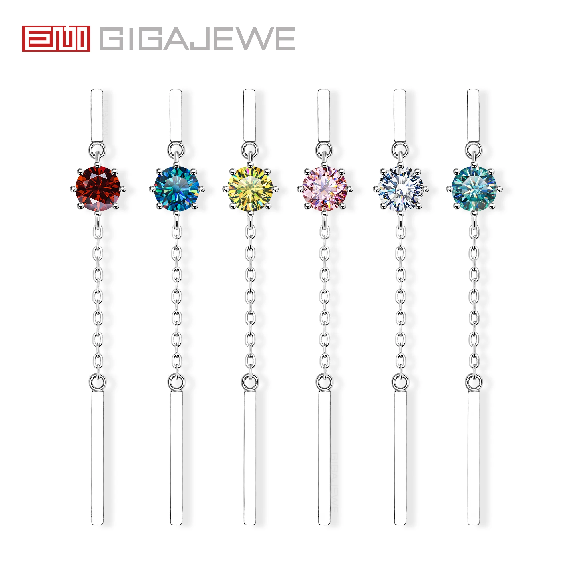 Gigajewe Quasten Ohrringe Moissan ite weiß d Nova color Fl-VVS1 s925 Silber 18 Karat vergoldet Diamant Test bestanden Schmuck Frau Geschenk Image