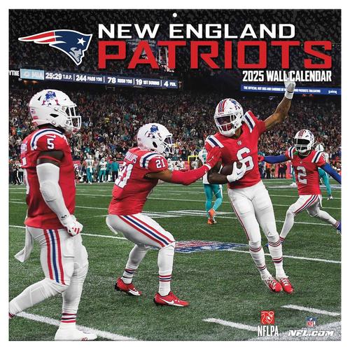 New England Patriots 2025 Team-Wandkalender 12x12 Zoll