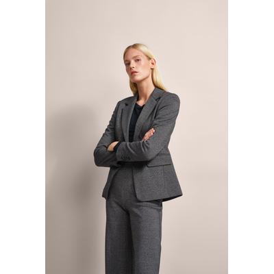 Kurzblazer BUGATTI, Damen, Gr. 34, grau (dunkelgrau), 60% Polyester, 38% Baumwolle, 2% Elasthan, unifarben, casual, normal, Langarm, Blazer, mit Struktur Image