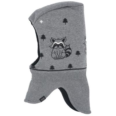 Schlupfmütze MAXIMO, Baby, Gr. 53, grau (hellgrau), Feinstrick, Baumwolle, gemustert, casual, Mützen, im Waschbär-Design Image