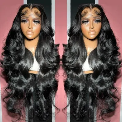 40 Inch 13x6 HD Transparent Lace Frontal Wig Body Wave Wigs Human Hair 200 Density Water Wave Brazilian 100% Raw Remy For Women
