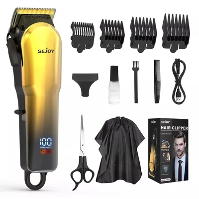 Sejoy Professional Hair Cutting Machine Hair Cutting Kit Cordless Barber Clipper Set with LED