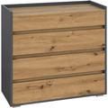 Commode avec 4 tiroirs en effet chêne anthracite