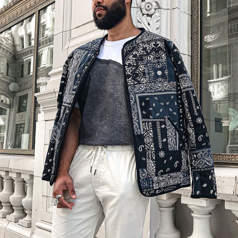 Men's Lightweight Jacket Formal Home Floral Style Spring Fall Winter Floral Graphic Vintage Fashion Regular Black Jacket