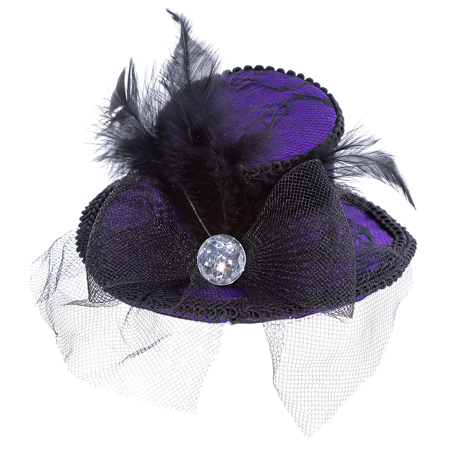 Mini chapeau "dentelle", violet/noir