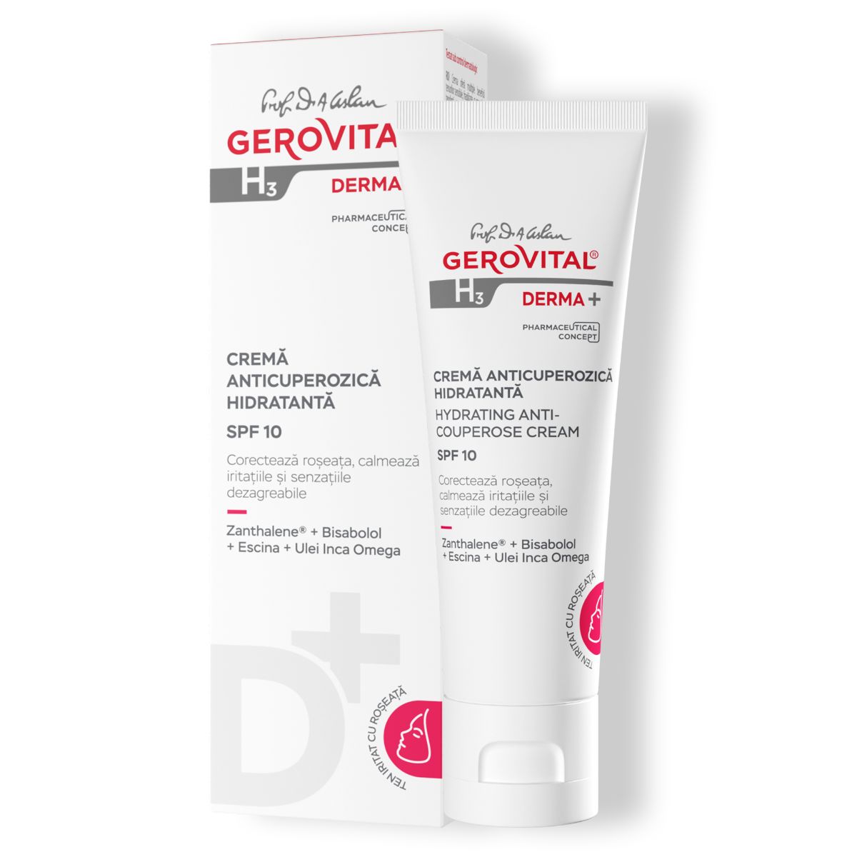 Gerovital H3 Derma+ Crema Idratante Anti Rossori con SPF 10, 50 ml