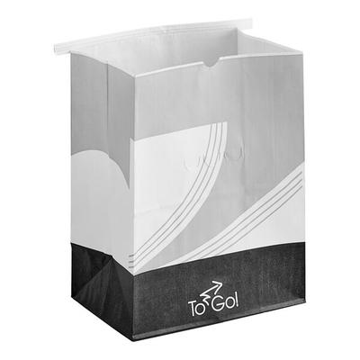Bagcraft 8 1/4" x 5 1/4" x 10 3/4" White Printed To-Go Vented Meal Bag with Tin Tie Closure - 250/Case