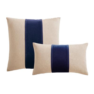 Velvet Colorblock Linen Pillow Cover - Slate - Ink, 20