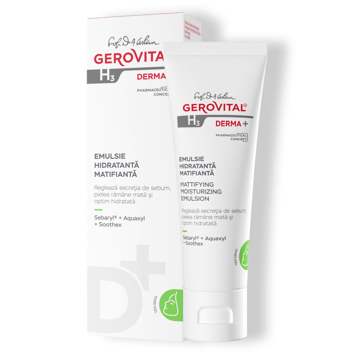 Gerovital H3 Derma+ Emulsione Idratante Opacizzante per Pelle Grassa,