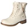 Winterboots MUSTANG SHOES, Kinder, Gr. 36, beige (ecru), Lederimitat, modisch, Schuhe, Schnürboots, Stiefelette, Blockabsatz, mit Reißverschluss