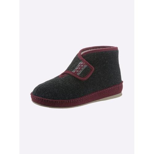 Hausstiefel SCHAWOS, Damen, Gr. 42, warmgefüttert, grau (anthrazit), Textil, Schuhe Hausschuh Hüttenschuh