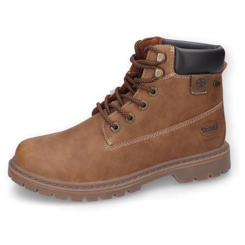 Schnürstiefel DOCKERS BY GERLI Gr. 45, braun (cognac) Herren Schuhe Worker Boots, Hiking Schnürboots mit Blockabsatz