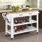 57 inch Rolling Kitchen Island with Storage,Kitchen Cart with Solid OAK Wood Top,Two-sided Kitchen island Cart on Wheels