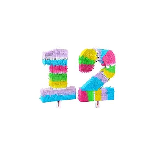 Pinata Zahl 12 bunt pastell