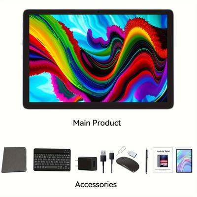 TEMU 2024 Newest Android 14 Tablet 10 Inch With 64gb Rom+8gb +1tb Expand, Wifi 6 Tablet With Keyboard, 2 In 1 Tablet With Case/keyboard/mouse, 5g&2.4g Wifi, - Gps 6000mah