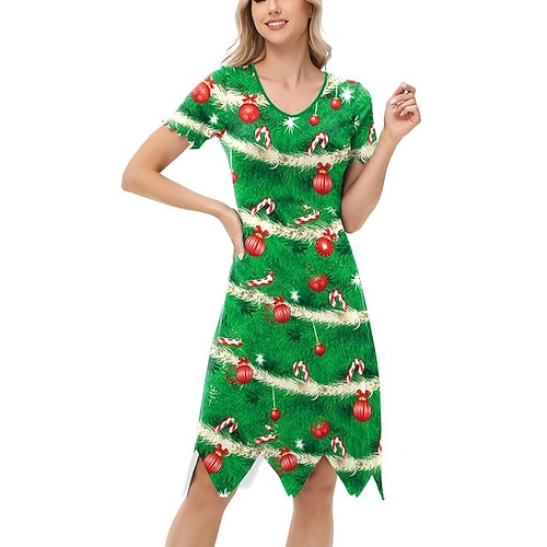 Robe De Noël Fantaisie Elfe Sapins de Noël Noël Nouveauté Drôle pour Femmes Adultes Noël Nouvel An la veille de Noël Noël Robe