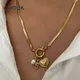GHIDBK Collana minimalista con ciondolo a forma di conchiglia a strisce di stelle marine per le