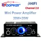 Woopker Amplificatore audio AK270 20W × 2 Mini Hifi Amplificatore audio digitale 12V 3A Canale 2.0 Amplificatore di potenza stereo per auto Karaoke domestico