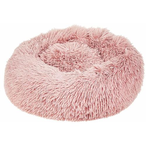 Tierbett Pelzimitat Rosa ø 50 cm Hundekissen aus Polyester für Hunde, sowie Katzen Wohnzimmer Flur