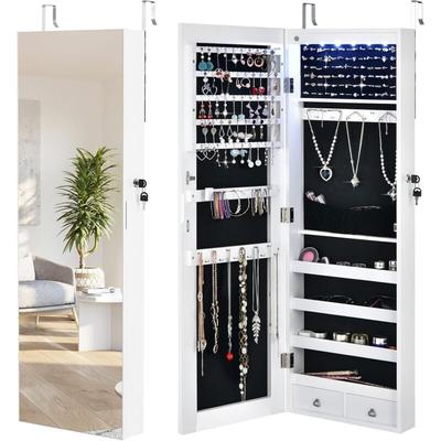 Goplus - led Spiegelschrank, Abschliessbarer Haengeschrank mit Schlüssel, Schmuckschrank mit 5 Image