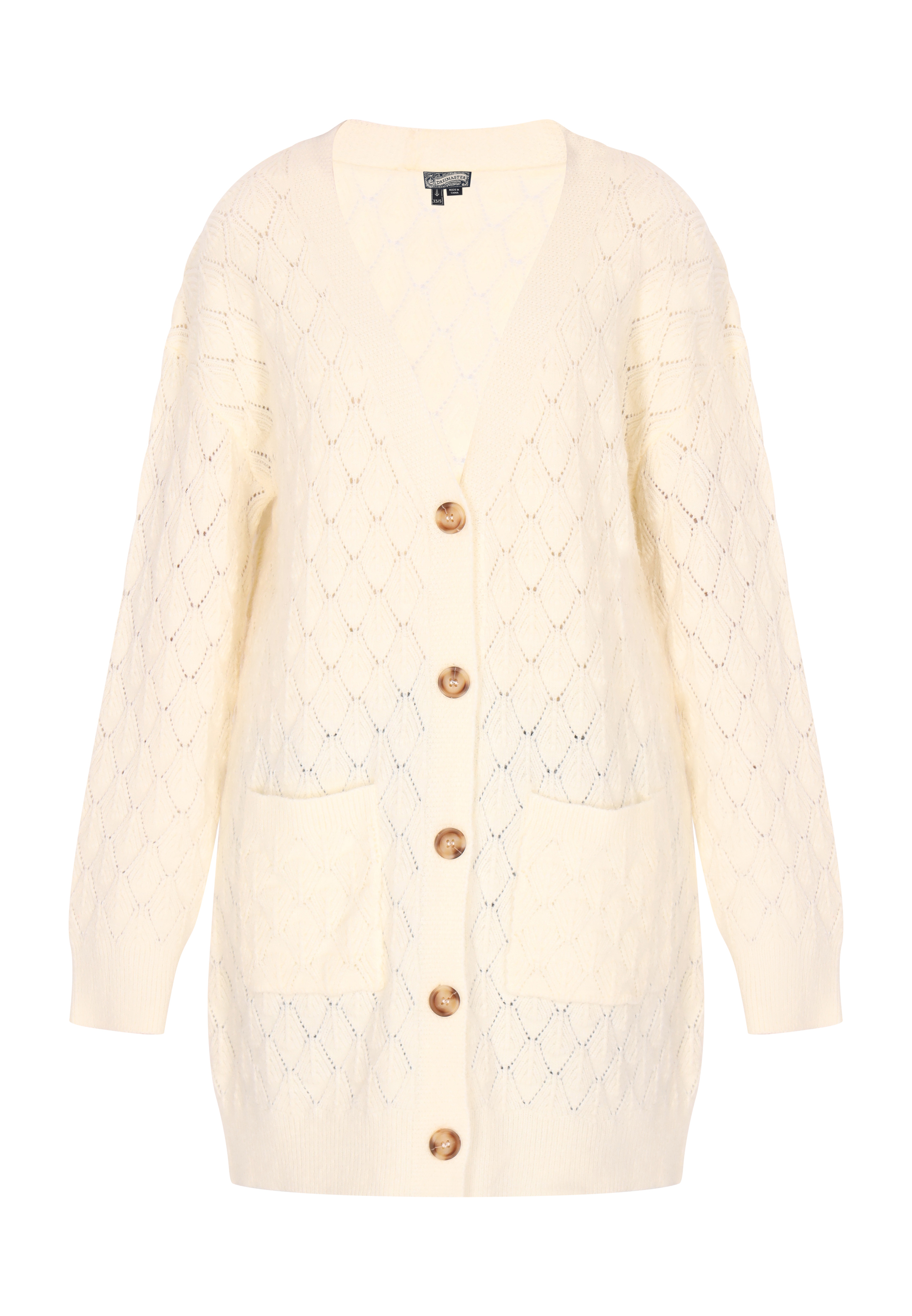 Dreimaster Cardigan Damen Wollweiss Melange Image