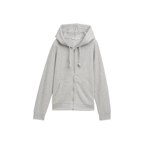 TOM TAILOR DENIM Damen Basic Sweatjacke, grau, Uni, Gr. L