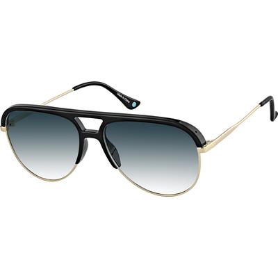 Zenni Aviator Rx Sunglasses Black Mixed Full Rim Frame